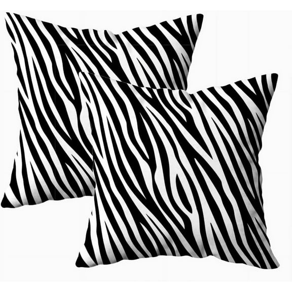 Set of 2 Zebra Print Animal Skin Tiger Stripes Abstract Pattern Line Background Fabric Amazing Throw Pillow Covers 18X18 Inch Decorative Pillow Cases for Couch Bedroom Living Room