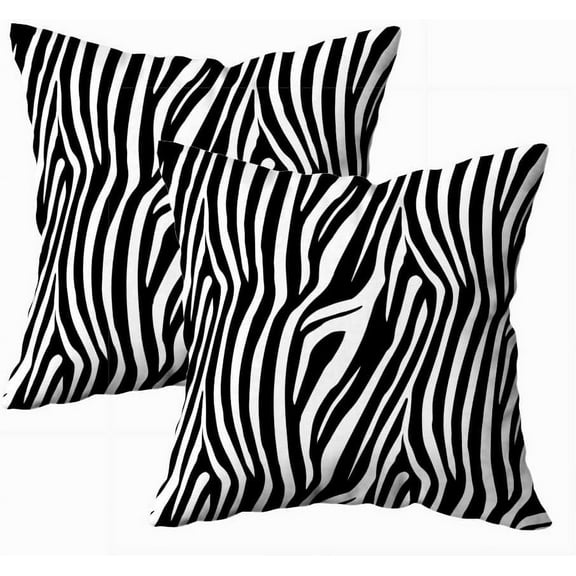 Set of 2 Zebra Stripes Pattern Zebra Print Animal Skin Abstract Pattern Line Background Throw Pillow Covers 18X18 Inch Decorative Pillow Cases for Couch Bedroom Living Room
