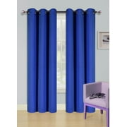 Set of 2 panels K68 royal blue color blackout unlined thermal light blocking drapes for living room window curtain top grommets noise reducing 37" wide X 63" length each panel