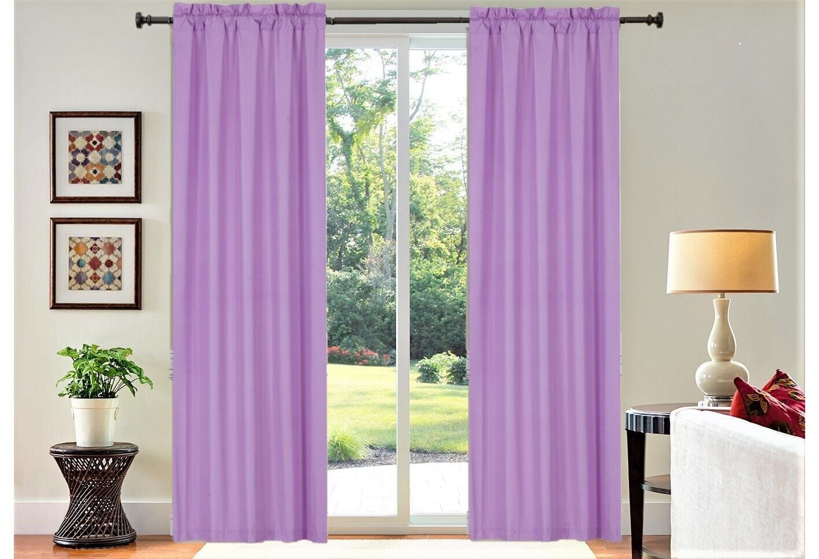 Set of 2 panels lilac solid matte color light filtering with rod pocket 100 % privacy window blackout curtain treatment 37" inch wide X 95" inch long each panel R64