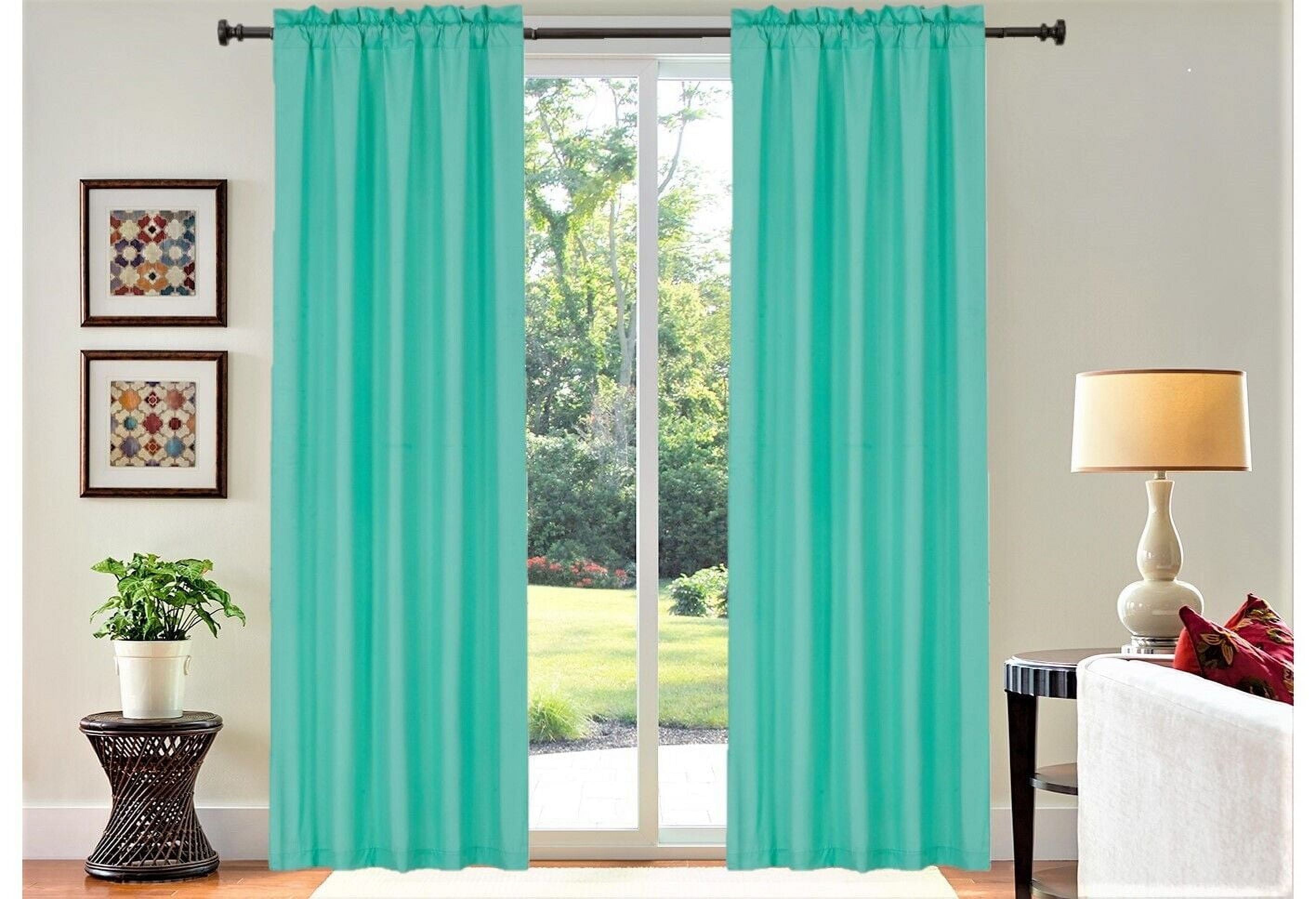 Set of 2 panels mint solid matte color light filtering with rod pocket 100 % privacy window blackout curtain treatment 37" inch wide X 95" inch long each panel R64