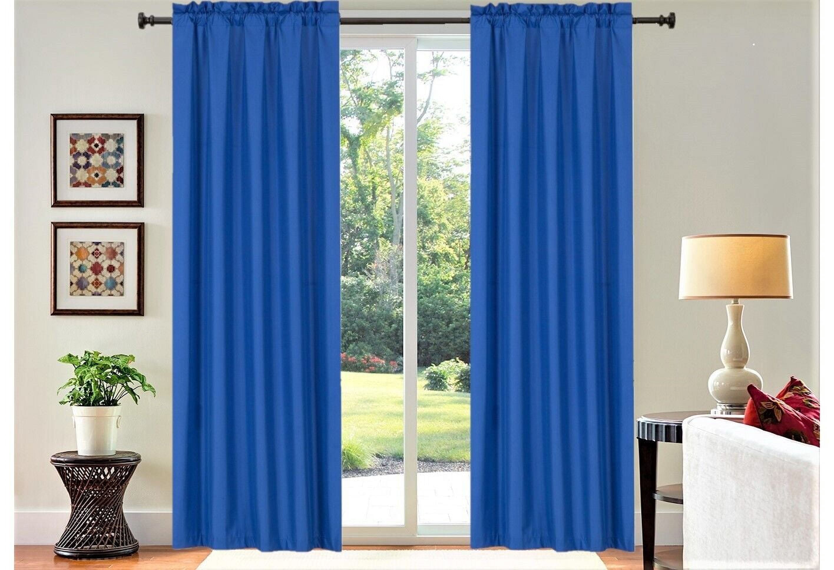 Royal Panel Window Set of 2 panels royal blue solid matte color light filtering with rod ...