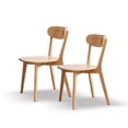 thumbnail image 1 of (Set of 2 pcs) Dining chair wooden FAS grade oak natural wood made in North America 100% dirt-free wood chair solid chair table chair wooden living room chair simple and natural 46.5 * 54 * 80cm, 1 of 20