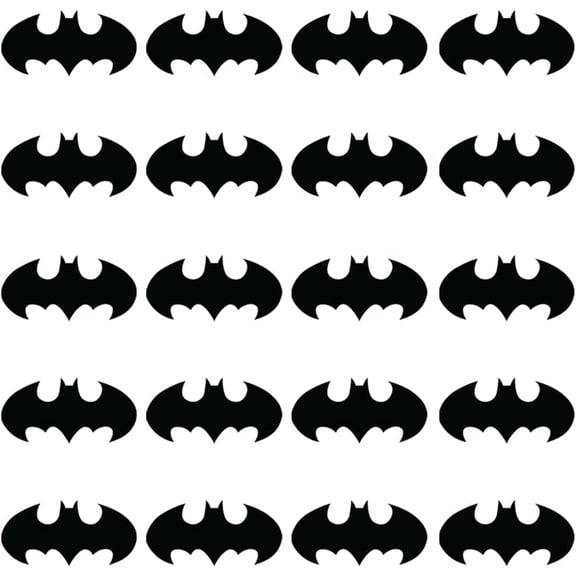 Set of 20 Batman Vinyl Wall Art Decals - 3" x 6" Superhero Logo Decor for Boys Room, Window, Mirror, Luggage, Car Bumper, Laptop, Computer Skin, Easy to Install (3" x 6" Each; Black)