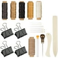 thumbnail image 1 of Set of 20 Bookbinding Tools, DaKuan Bone Folder Creaser Waxed Linen Thread Wood Handle Awl Large-eye Needles Binder Clips for Handmade DIY Bookbinding Crafts and Sewing Supplies, 1 of 9