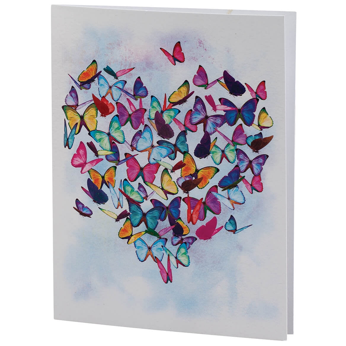 Set of 20 Colorful Butterfly Heart-Shaped Blank Cards with Envelopes