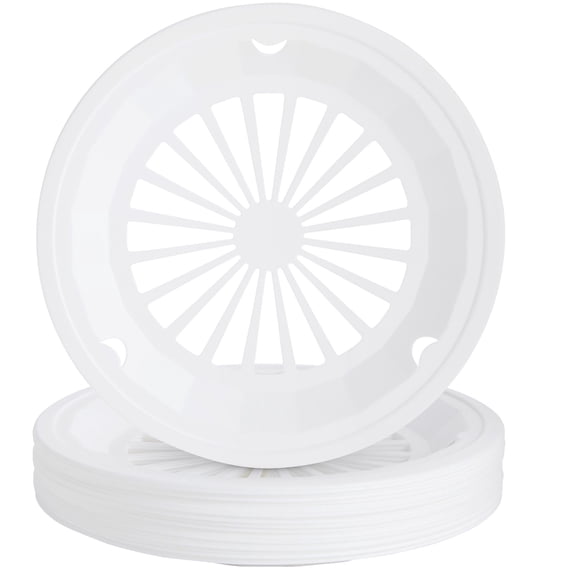 Set of 20 DISEN Reusable Plastic Paper Plate Holders, Holds 9-inch Plates for Picnics, BBQ, Birthdays, Camping Trips, Parties, Summer Vacation Supplies (White, 10-inch)