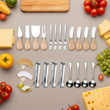 A Set Of 20 Pcs Charcuterie Board Accessories,including Spreader Knife Set,cheese Butter Spreader,knife,charcuterie Utensils With Wooden Handles,mini Serving Tongs,spoons,forks For Party,wedding