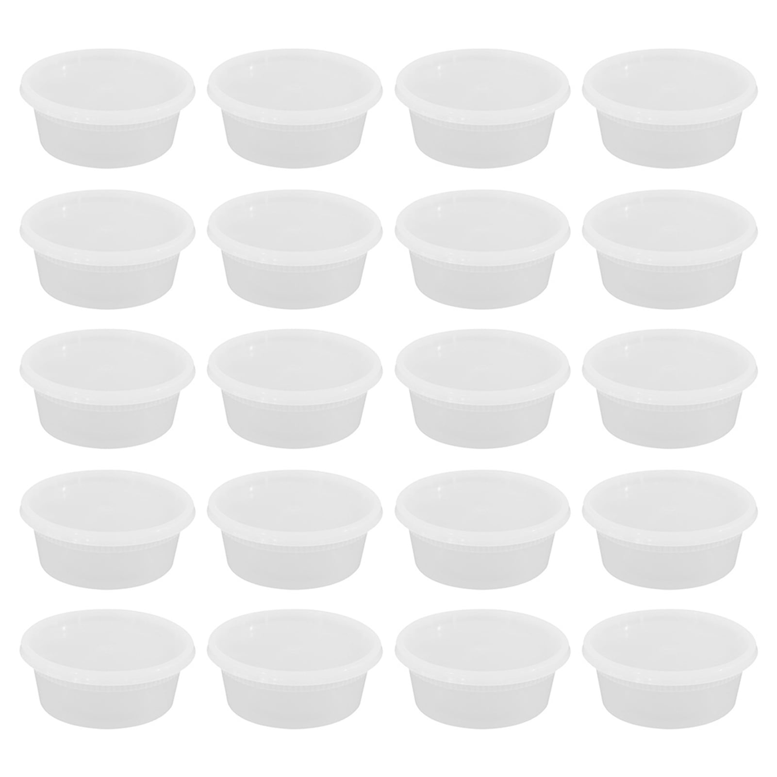 Set of 20 Round Food Storage Boxes with Airtight Lids Clear, Food Grade