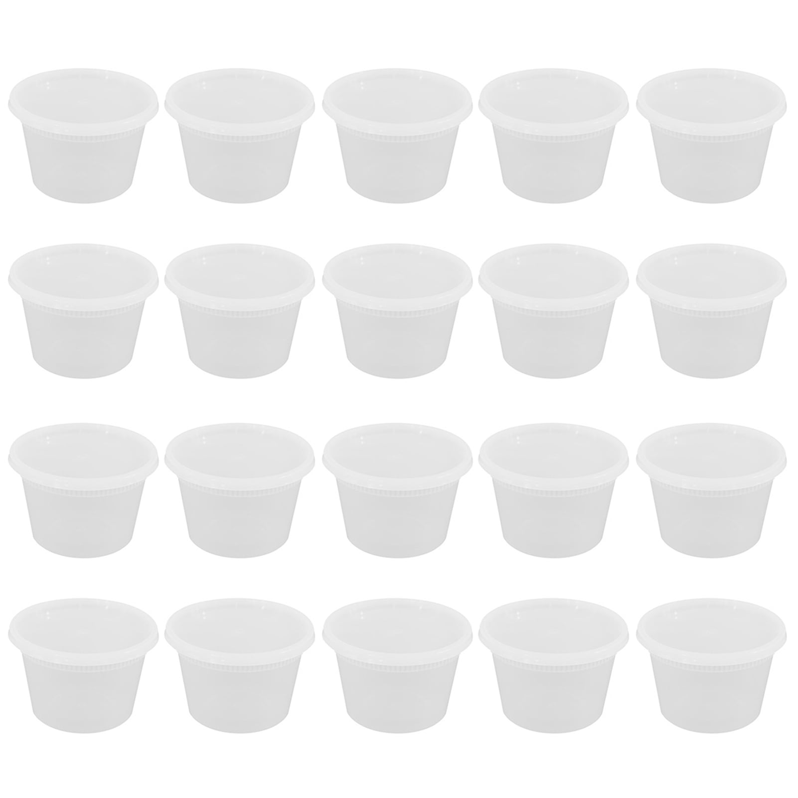 Set of 20 Round Food Storage Boxes with Airtight Lids Clear, Food Grade