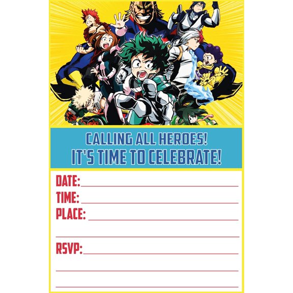 Set of 20 Superhero School-Themed Happy Birthday Invitation Cards & Envelopes - Lightweight (230g), Postcard Style Invites for the Perfect Party Pack Y114