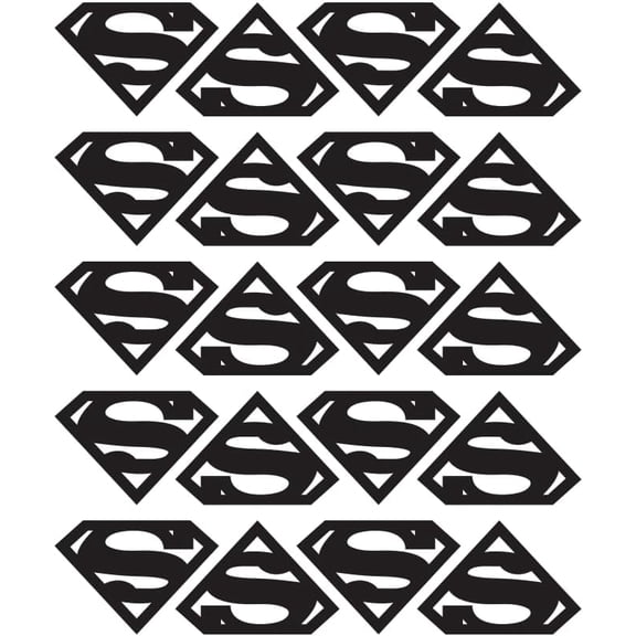 Set of 20 Superman Vinyl Wall Art Decals - 4.5" x 6.5" Superhero Logo Decor for Boys Room, Window, Mirror, Luggage, Car Bumper, Laptop, Computer Skin, Easy to Install (4.5" x 6.5" Each; Black)