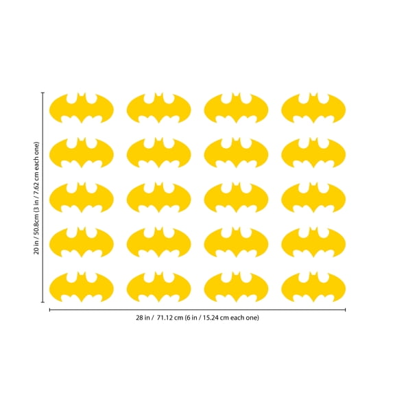 Set of 20 Vinyl Wall Art Decal - Batman - 3" x 6" Each - Cool Superhero Decor for Light Switch Window Mirror Luggage Car Bumper Laptop Computer Skin Peel and Stick Stickers (3" x 6" Each; Yellow)