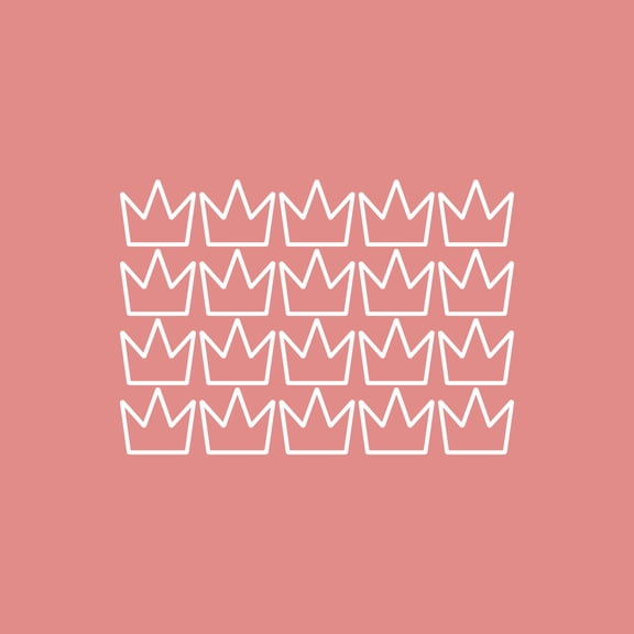 Set Of 20 Vinyl Wall Art Decal - Crowns Pattern - From 3.5" x 4" Each - Cute Adhesive Sticker Princess Design For Girls Bedroom Kids Room Playroom Home School Nursery Decor