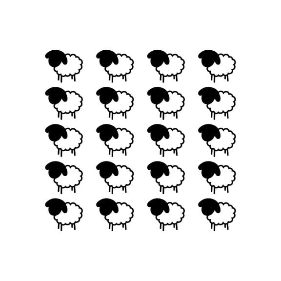 Set Of 20 Vinyl Wall Art Decal - Sheep Pattern - 4" x 5" Each - Cool Adhesive Cool Adhesive Sticker Cute Animal Design For Kids Room Bedroom Playroom School Classroom Nursery Decor