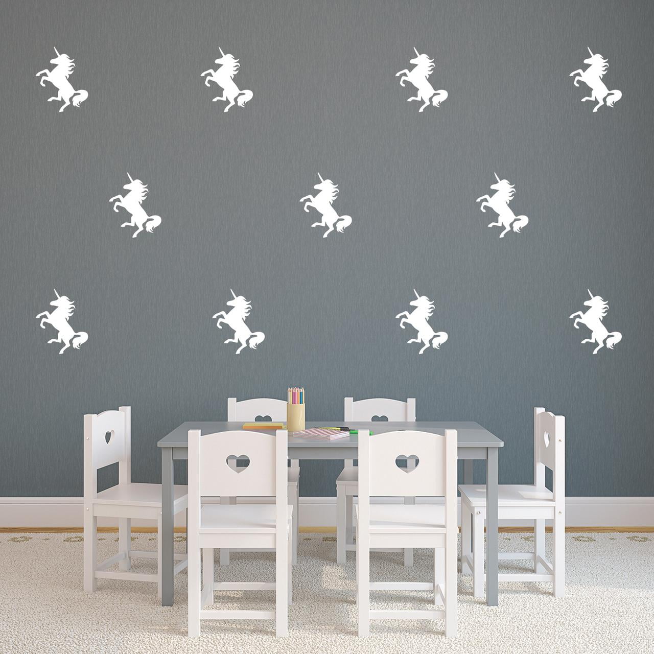Set of 20 Vinyl Wall Art Decals Unicorns Pattern 5" x 4" Each