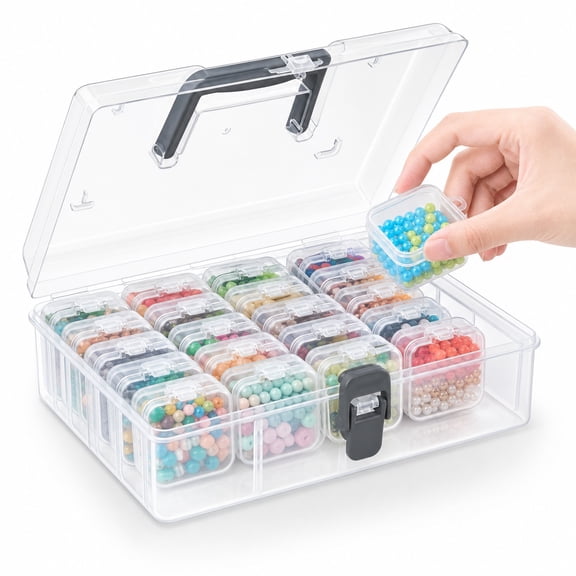 Set of 24 Bead Organizers Boxes,Portable Plastic Cases,Clear Small Plastic Storage Cases with Lid,Bead Storage Containers for Fake Nails,Lashes,Jewelry