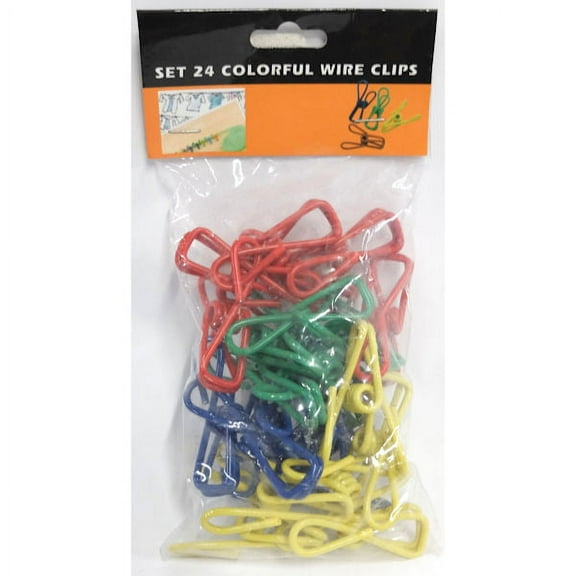 Set 24 Colorful Wire Clips, Binder Clips