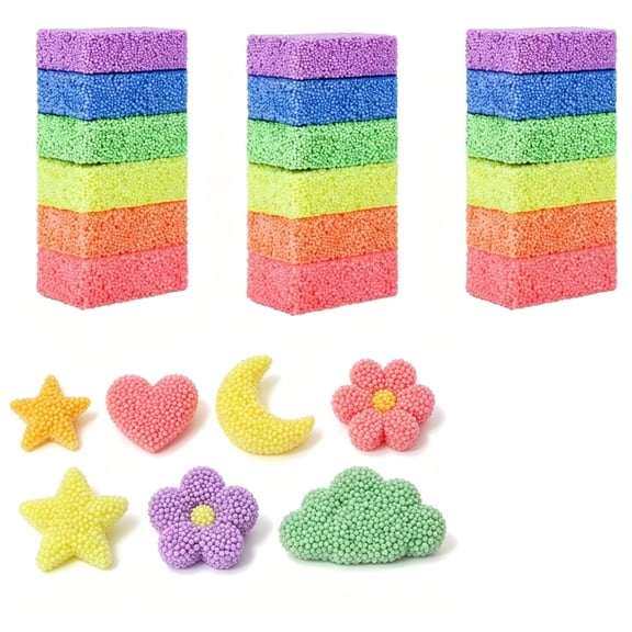 Set of 24 Fun Foam Modeling Foam Beads Play Kit,Durable Toys for Arts Crafts Kindergarten,Reusable DIY Educational Art Craft for Boys Girls(Multi-color)