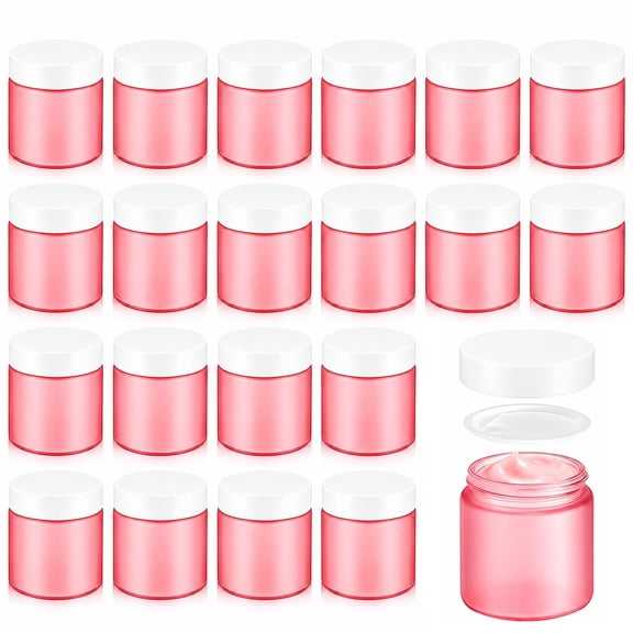 Set of 24 Pink Round Plastic Jars, Each Holding 4 Ounces, Designed to Be Leak-Proof. Ideal for Storing Creams, Lotions, Powders, And Skincare Items Refillable Containers Perfect for Travel