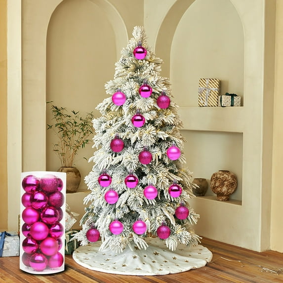 Set of 24 Shatterproof Christmas Ball Ornaments, Durable Plastic Christmas Tree Decorations with Assorted Finishes, Ideal for Holiday Home and Party Decor