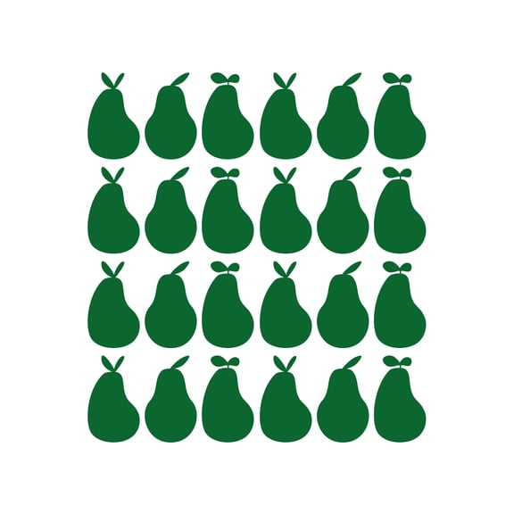 Set Of 24 Vinyl Wall Art Decal - Pears Pattern - From 4" x 2.4" Each - Modern Fun Lovely Fruit Design Sticker For Home Kitchen Playroom Classroom Coffee Shop Restaurant Office Decor