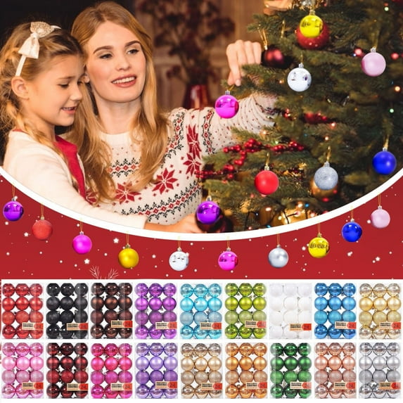 Set of 24pcs Christmas Balls Ornaments Plastic Christmas Tree Decoration Ornaments Shatterproof Hanging Balls for Birthday Halloween Holiday Wedding Decorations Christmas Tree Home