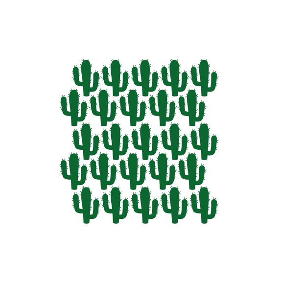 Set Of 25 Vinyl Wall Art Decal - Cactus Pattern - From 10" x 3" Each - Modern Fun Minimalist Plants Design Sticker For Home Living Room Playroom School Office Storefront Decor