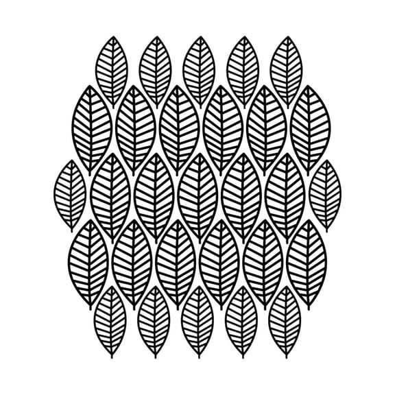 Set Of 29 Vinyl Wall Art Decal - Leaves Outline Pattern - From 4" x 1.8" Each - Modern Fun Minimalist Plants Design Sticker For Home Living Room Playroom School Office Store Decor