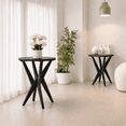 thumbnail image 1 of Set of 2 Round End Table 24'' High Side Table with Cross Legs, Modern Accent Bedside Table for Living Room, Balcony, Bedroom or Small Spaces, Black, 1 of 8