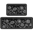 thumbnail image 1 of Set of 2s Black Sunflower Kitchen Decor Rug Set, Washable Waterproof Non-Slip Kitchen Mats and Kitchen Sink Runner Rug, Indoor Farmhouse Style Decoration 17"x47"+17"x30", 1 of 6