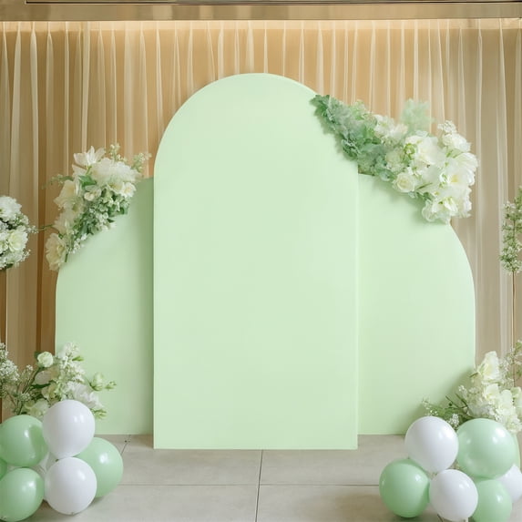 Set of 3 5ft 7.2ft 5ft Wedding Arch Cover, Arch Backdrop Stand Cover Set, Double Sided Round Top and Half Moon Top Spandex Backdrop Cover, for Wedding Party Banquet