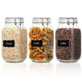 thumbnail image 1 of Set of 3 Airtight Glass Canister with Lids 50oz Clear Food Storage Jars Square, Kitchen & Pantry Organization Food Storage Container for Canning, Sugar, Flour, Pasta, Candy, Cereal, Coffee, 1 of 9