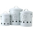 Set of 3 Antique Cream Vintage Potato Onion Kitchen Storage Canisters