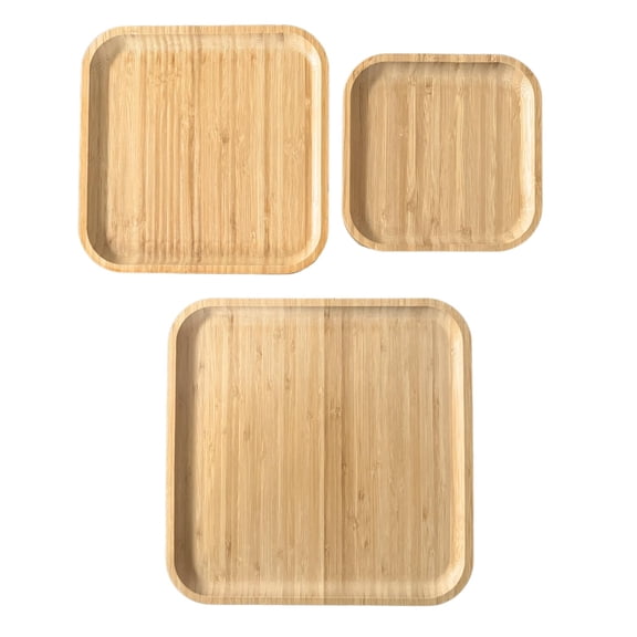 Set of 3 Bamboo Serving Trays Cutting Boards  Charcuterie Board Set for Cheese, Meat, Fruit & Appetizers  Decorative Wooden Platter for Kitchen, Home, & Bathroom Storage & Decor Square