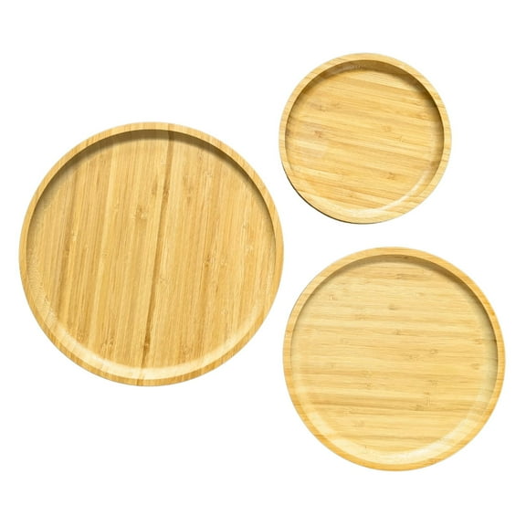 Set of 3 Bamboo Serving Trays Cutting Boards  Charcuterie Board Set for Cheese, Meat, Fruit & Appetizers  Decorative Wooden Platter for Kitchen, Home, & Bathroom Storage & Decor Circle