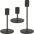 thumbnail image 1 of Set of 3 Black Candlestick Holders Black Candle Holder Black Taper Candle Holders Candle Holders Decorative Candlestick Holder for Home Decor, Wedding, Dinning, Party, Anniversary (Black), 1 of 7