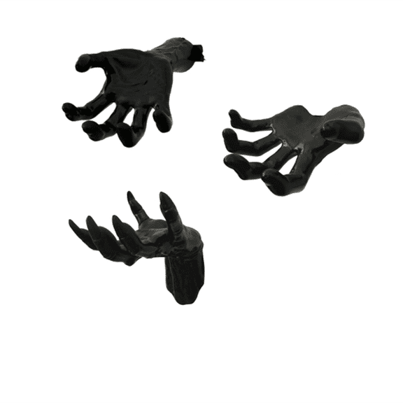 Set of 3 Black Hand Wall Hooks, Decorative Resin Hand Shaped Wall Mounted Hangers for Home Entryway, Hallway, Bedroom, Office, Unique Modern Art Storage Organizer