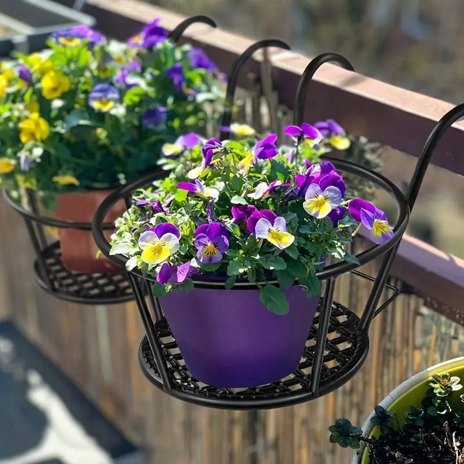 Set of 3 Black Hanging Planters with Hooks for Indoor and Outdoor Gardening, Perfect for Balconies, Fences, and Walls, Durable Metal Design with Removable Planting Baskets