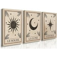 thumbnail image 1 of Set of 3 Boho Wall Art Prints Celestial Decor Sun Moon Prints Posters Boho Room Decor for Bedroom Wall Art Modern Mid Century Wall Prints Moon Bedroom Decor Minimalist Artwork Beige 12"x16", 1 of 6