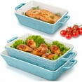 thumbnail image 1 of Set of 3 Ceramic Baking Dishes, Rectangular Bakeware with Handles, Elegant Casserole Dish Set Lasagna Pan for Baking, Cooking, Cake Dinner, Banquet, Lake Blue, 3 Sizes$$Home Decor, Kitchen, & Other, 1 of 7