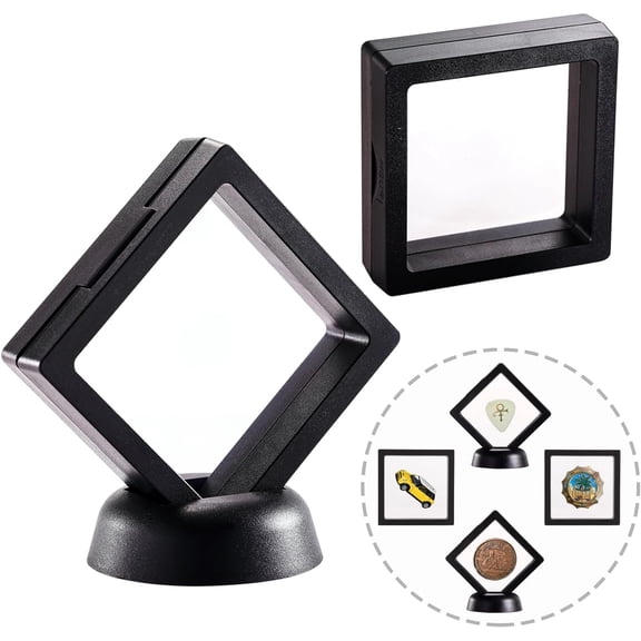 Set of 3 Challenge Coins Display Frame, Guitar Pick 3D Floating Display Case, Small Shadow Box, Clear Floating Frame Display Holder for Jewelry, Medals, Display Stands