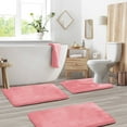 thumbnail image 1 of Nestl Set of 3 Absorbent Memory Foam Bath Mat Bathroom Rugs, Coral Pink, Large 20"x32", Small 17"x24", Contour 24"x20", 1 of 6