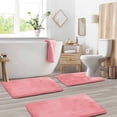 thumbnail image 1 of Nestl Set of 3 Absorbent Memory Foam Bath Mat Set Bathroom Rugs, Coral Pink, Large 20"x32", Small 17"x24", Contour 24"x20", 1 of 6