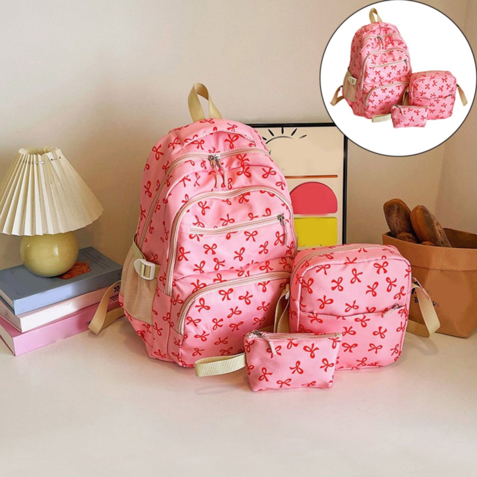 Set of Coquette Bow Backpack Bow Crossbody Bag Bow Pencil Case