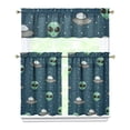 thumbnail image 1 of Set of 3 Cute Celestial Kitchen Curtains, Star Constellation Moon and Stars Tier Curtains with Valance, Nebula Cosmic Sci-Fi Lovers Window Panels, Rod Pocket Design, 1 of 6