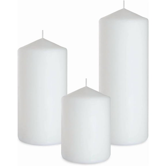 Set of 3 Different Sizes White Pillar Candles, Dripless Unscented 3x4 3x6 3x8 Inch Large Cylinder Column Candles for Home Table Decor Power Oue Emergency