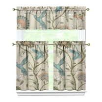 Set of 3 Ethnic Bohemian Kitchen Curtains - Colorful Retro Mandala Design, Farmhouse Tier Window Panels with Rod Pocket (54x18   27.5x36x2), Easy Care Semi-Sheer Fabric