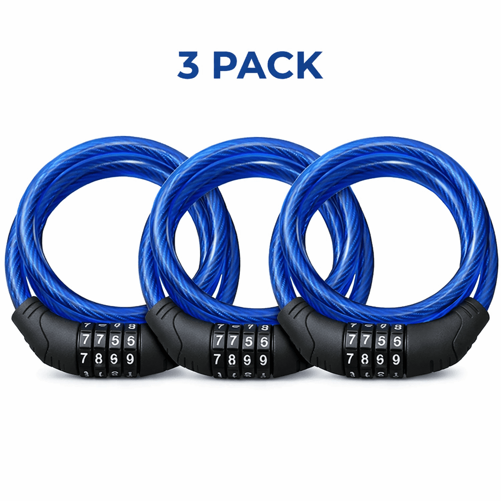 3 Pack 4 Ft Combination Bike Lock Cable 8mm Steel Bicycle Security Lock ...