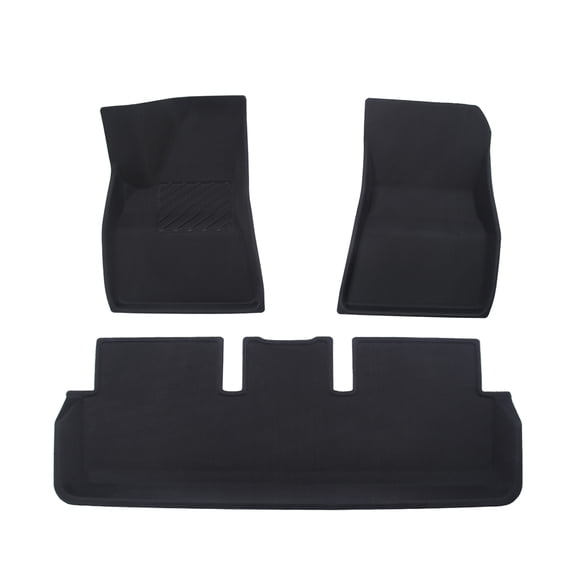 Set 3 Floor Mats Carpets 3D Tech Waterproof Durable Floor Liners For 2021-2023 Tesla Model 3 w/o Highland, Premium All Weather Anti-Slip Car Interior Accessories Compatible for Model 3